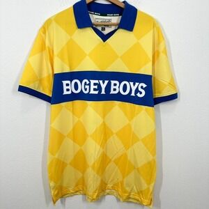 Bogey Boys Bright Yellow Gold Technical Golf Shirt Lightweight Vibrant Preppy